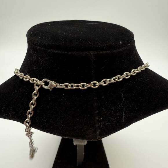 VINTAGE MATTE SILVER TONE CHUNKY NECKLACE statement - Picture 4 of 4